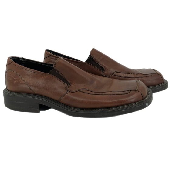 Franco Fortini Brown Leather Loafers | Square Toe & Block Heel - Picture 1 of 5